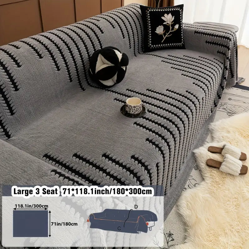 Luxurious Plush Sofa Couch Cover - Thick, Washable Couch Protector, Fit for All Seats, Pet-Friendly, Bohemian Style Home Decor, Couch Covers for Sofa