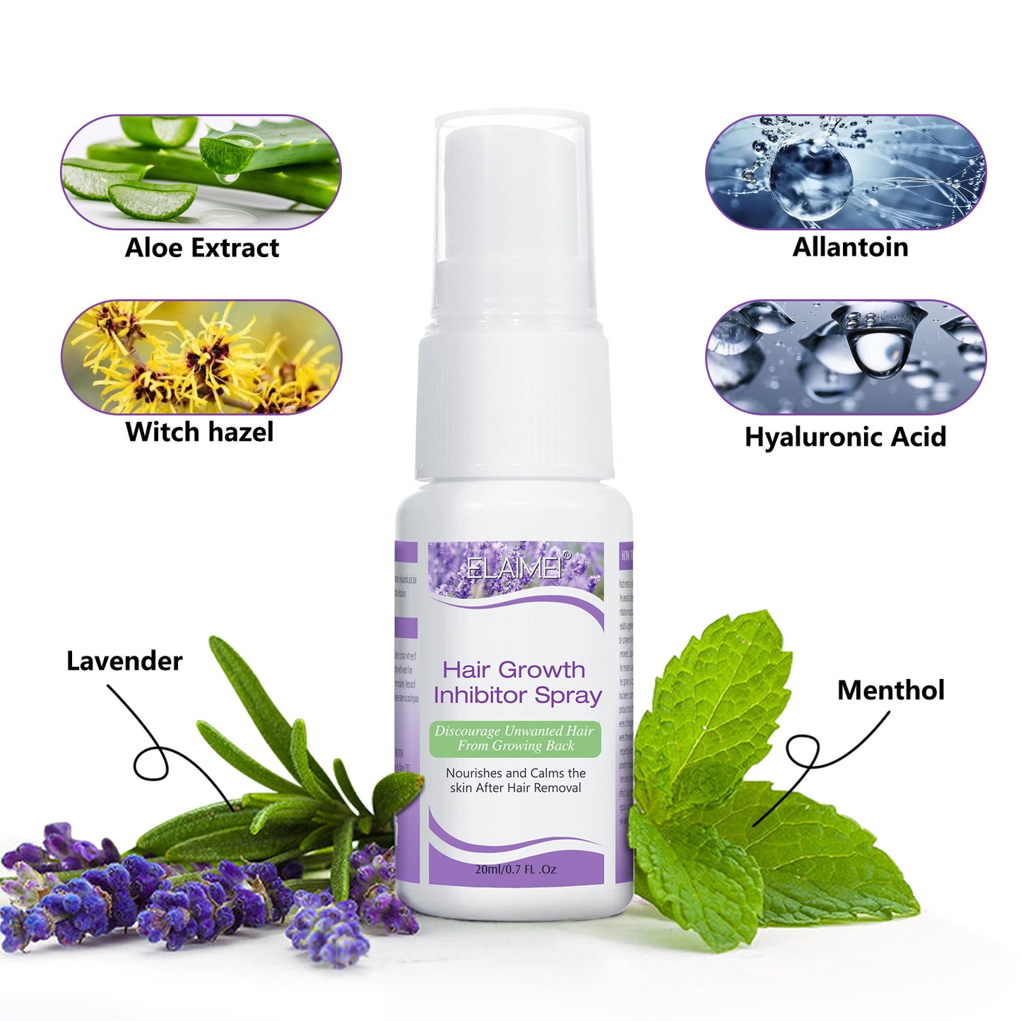 ELAIME - Hair Growth Inhibitor - Hair Stop Growth Spray - Hair Removal Spray