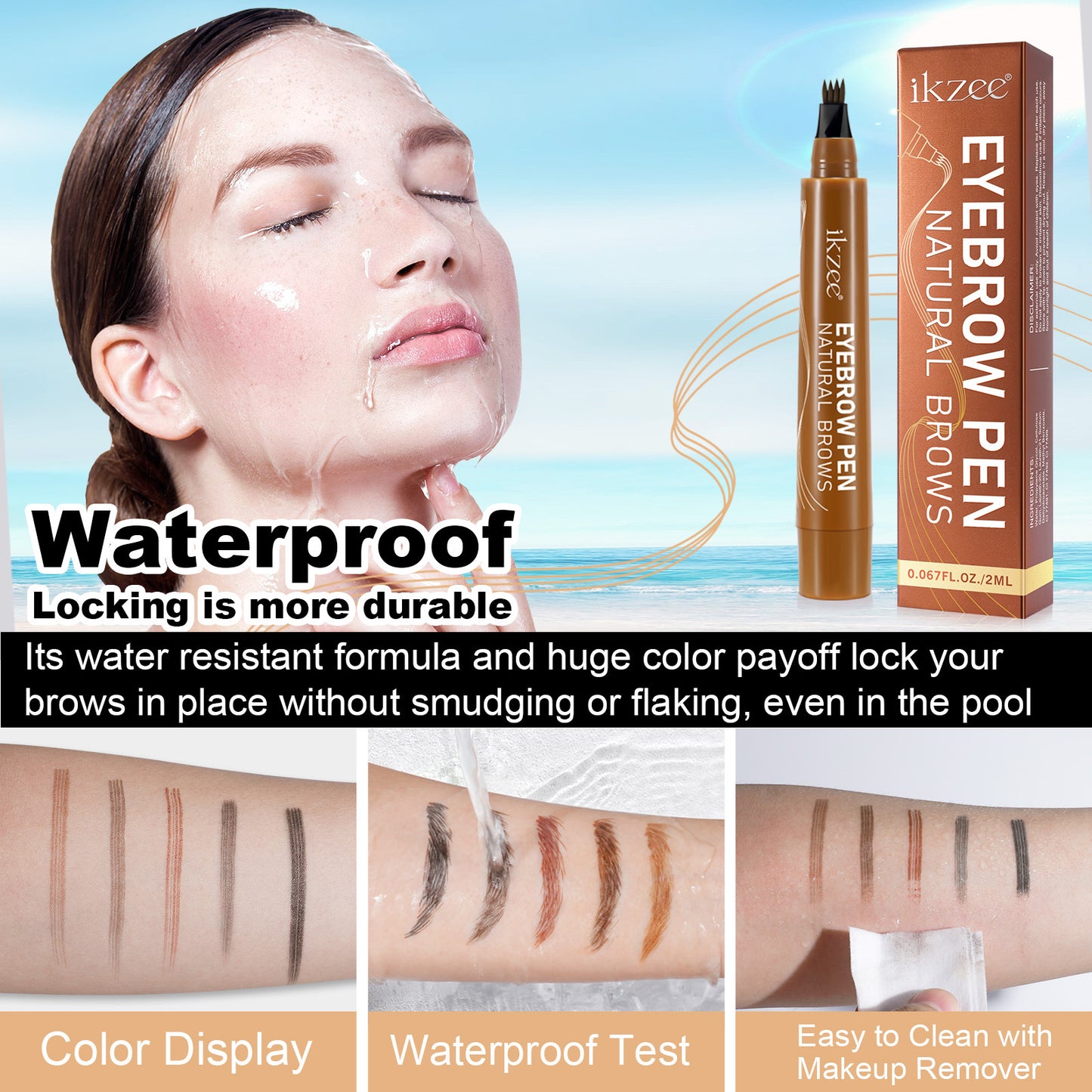 IKZEE - 4-Fork Eyebrow Pen Long-Lasting Waterproof and Sweat-Proof Natural Brows