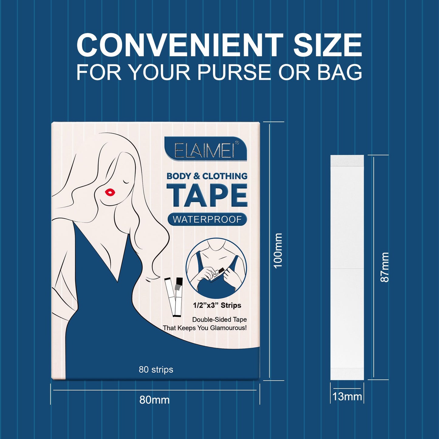ELAIMEI - Double Sided Tape for Clothes on Body -Skin Tape & Clothing Tape-80 Strips
