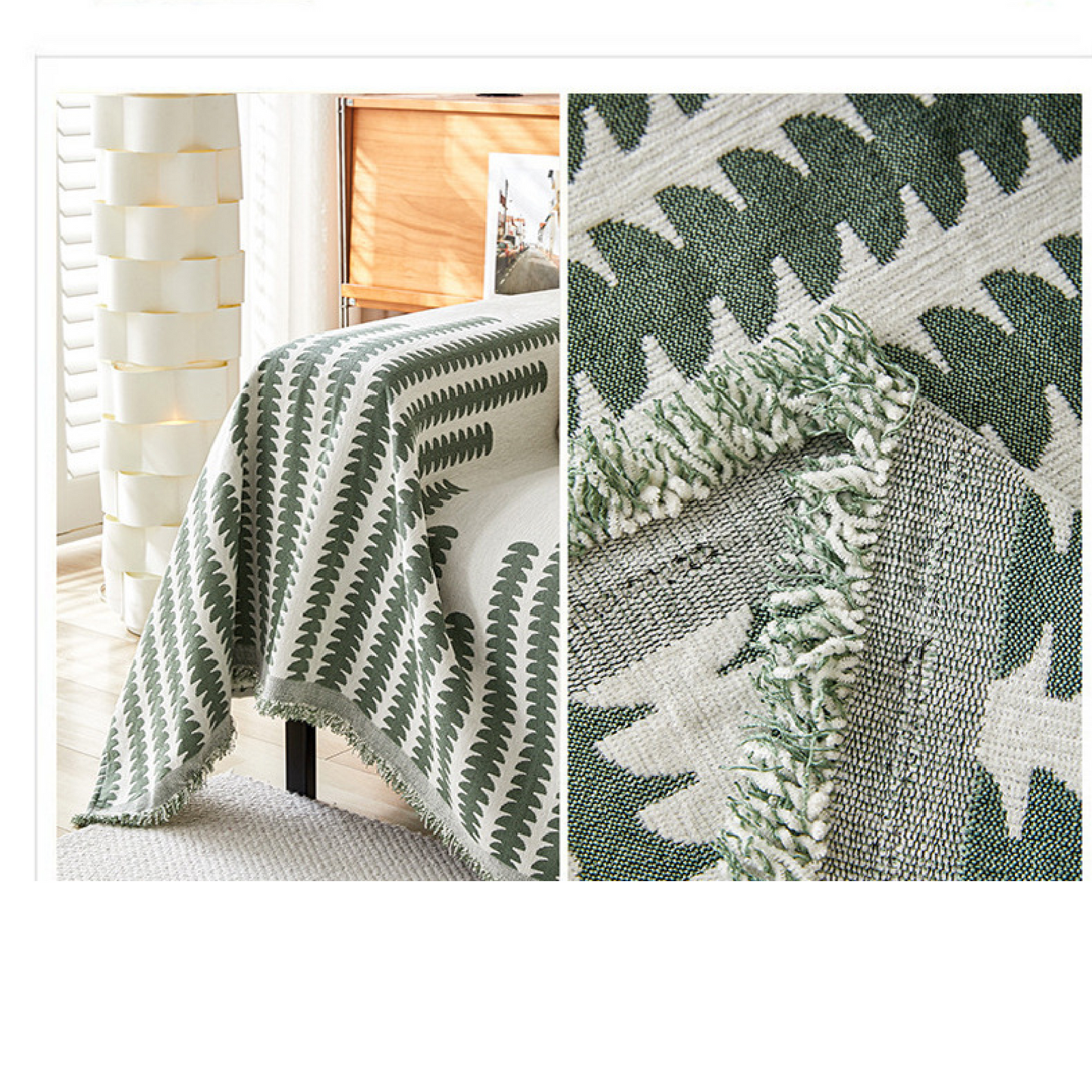 Reversible Chenille Sofa Cover-Double Sided Chenille Sofa Cover Blanket with Tassel-All Seasons