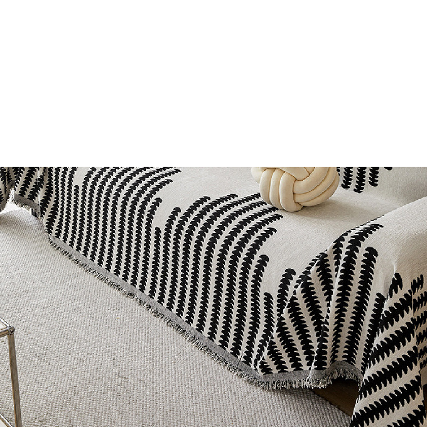 Reversible Chenille Sofa Cover-Double Sided Chenille Sofa Cover Blanket with Tassel-All Seasons