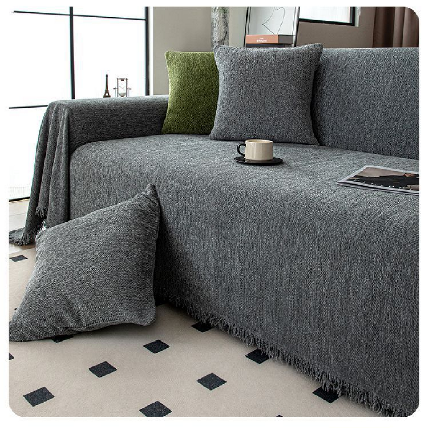 Textured Couch Sofa Cover Blanket- Magic Sofa Covers Washable- Chenille Couch Sofa Covers
