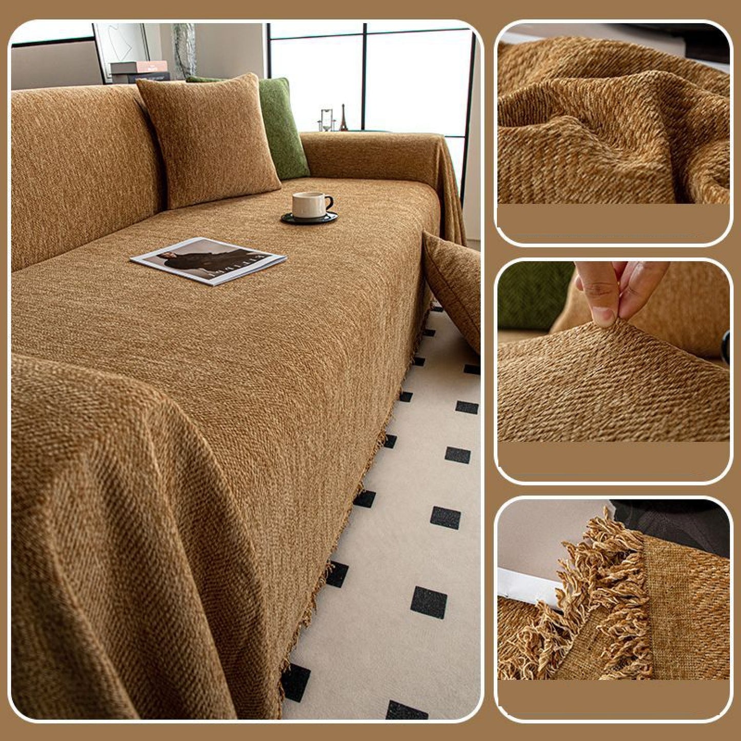 Textured Couch Sofa Cover Blanket- Magic Sofa Covers Washable- Chenille Couch Sofa Covers