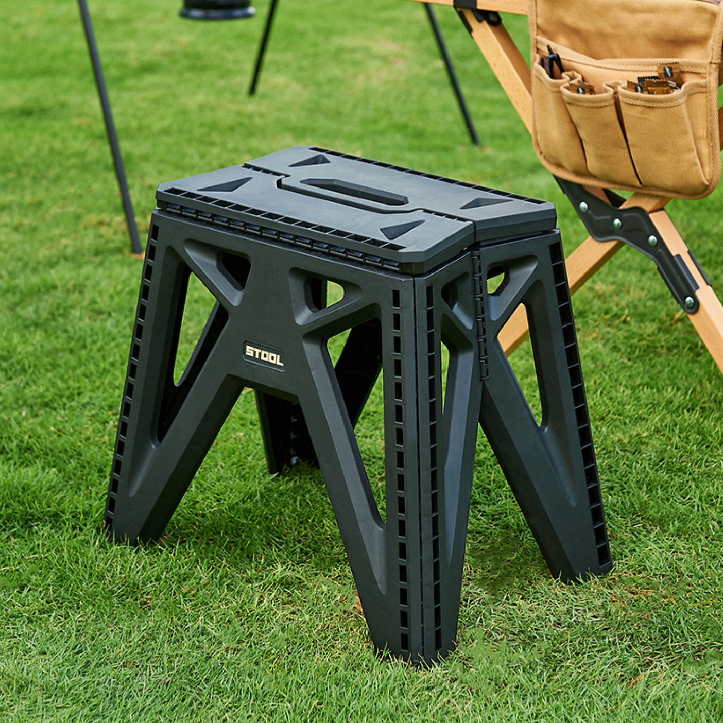 Outdoor Camping Portable Plastic Stool - Collapsible Step Stool with Handle