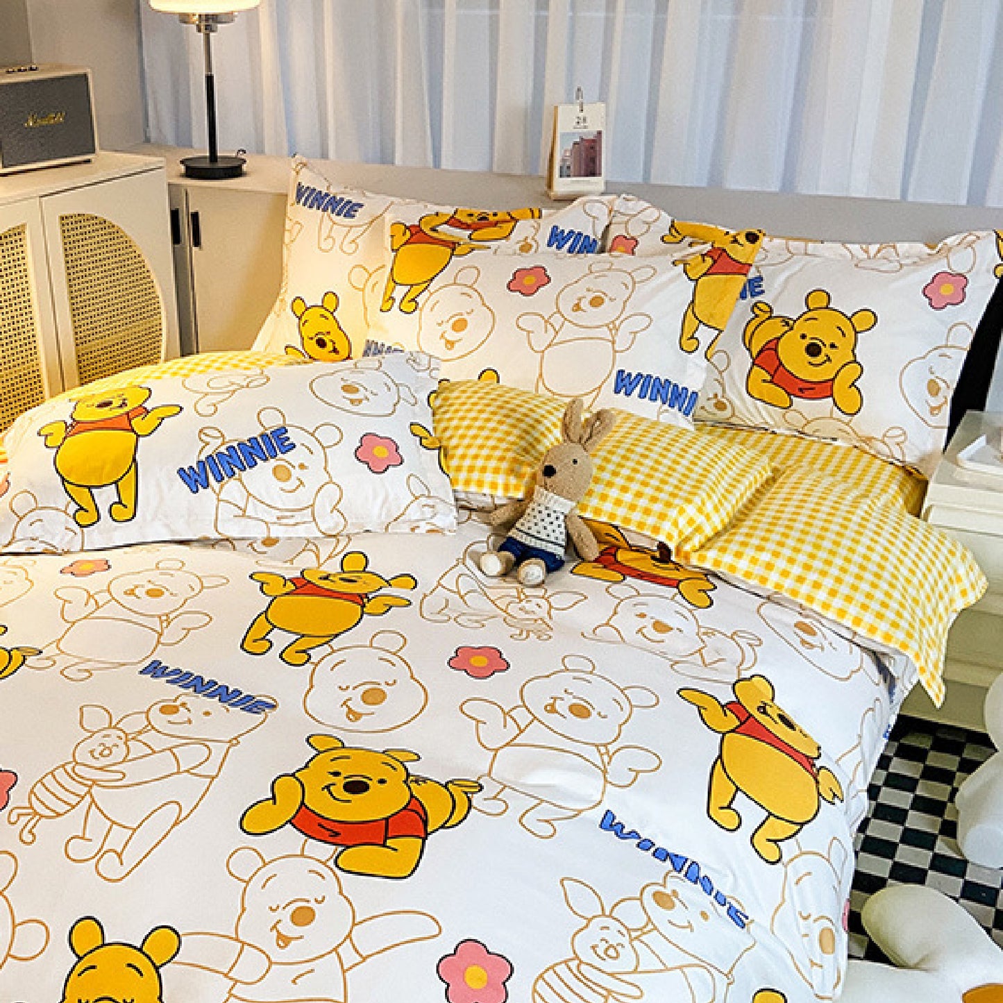 Disney Cartoon Four Piece- Fitted Sheet -Duvet Cover -Pillowcase Set
