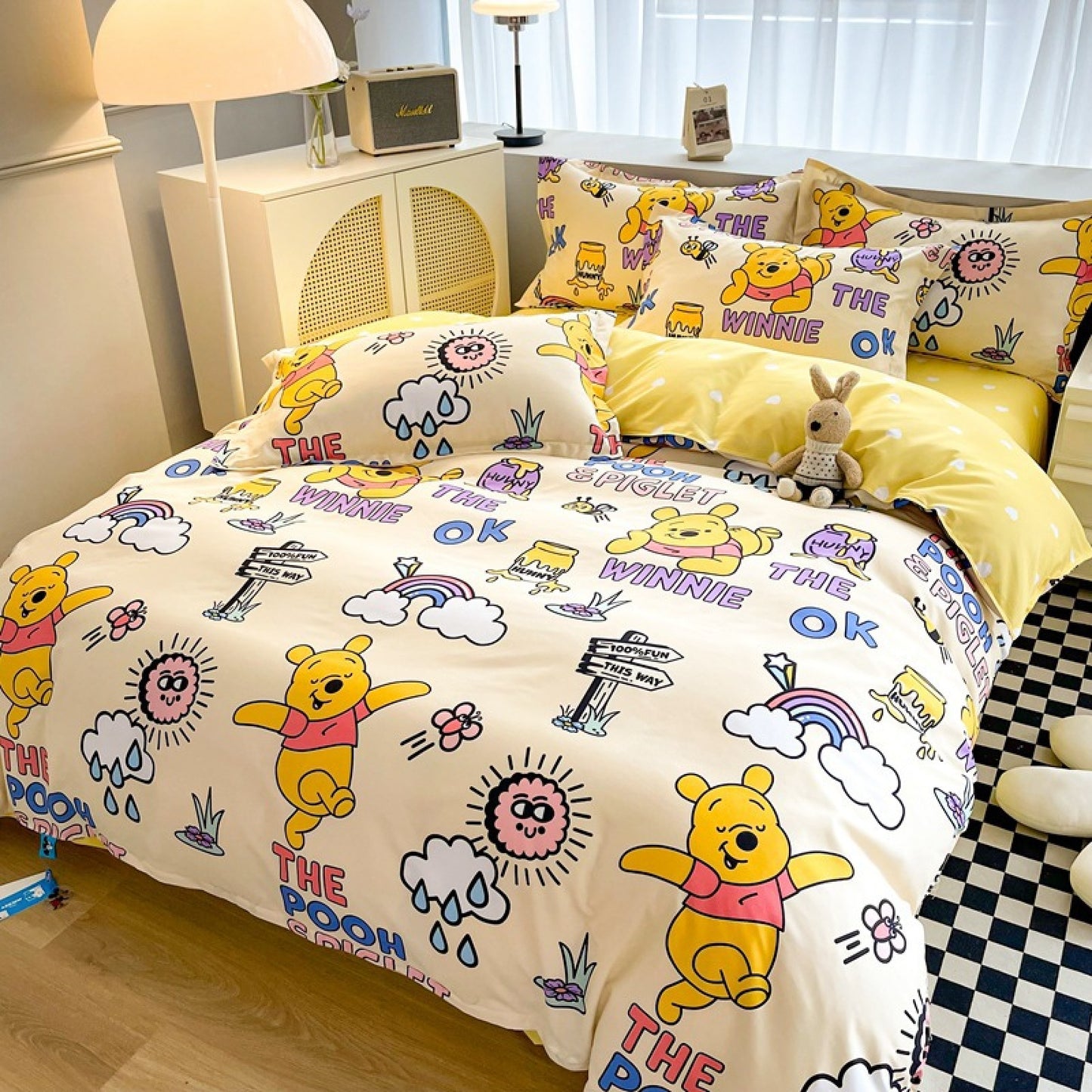Disney Cartoon Four Piece- Fitted Sheet -Duvet Cover -Pillowcase Set