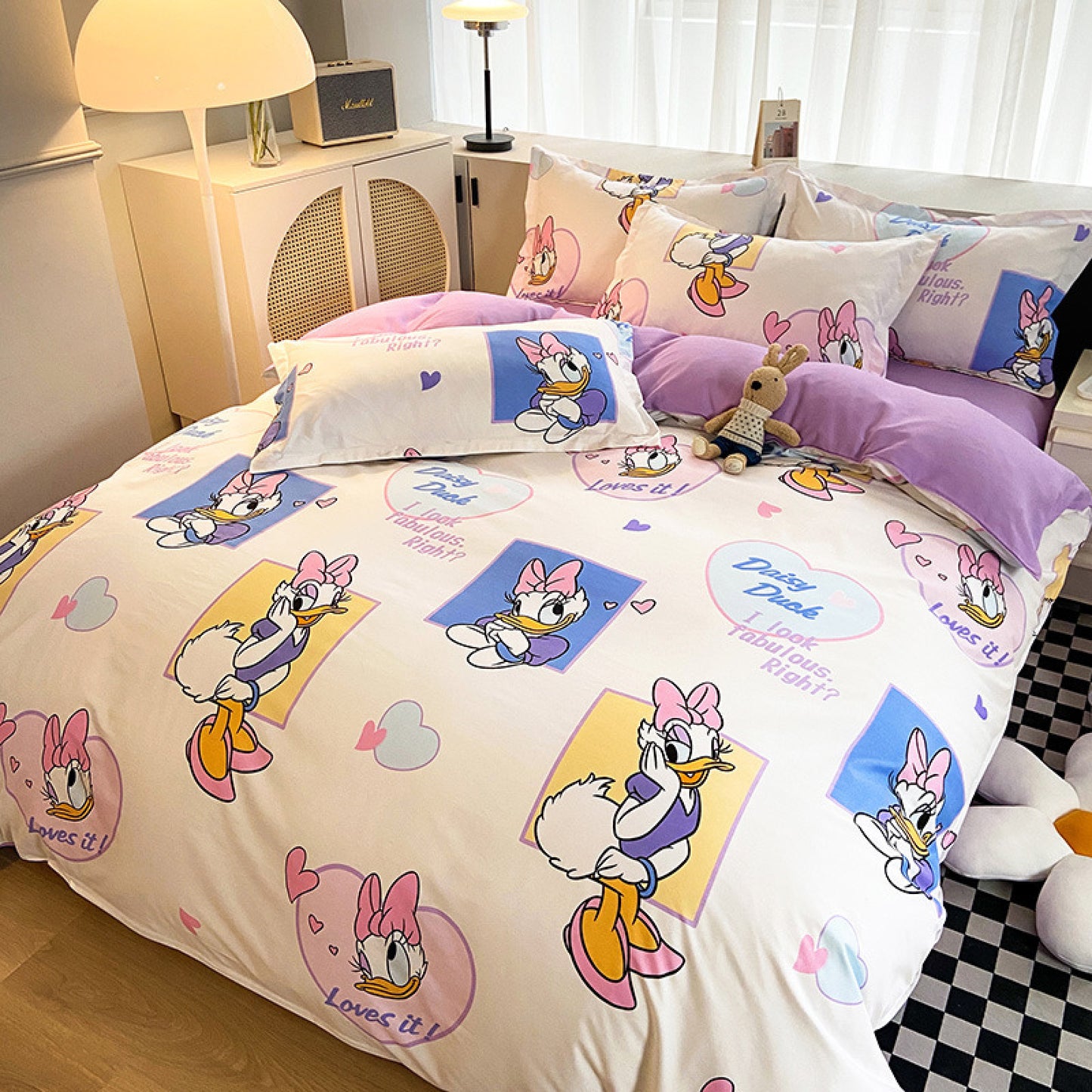 Disney Cartoon Four Piece- Fitted Sheet -Duvet Cover -Pillowcase Set