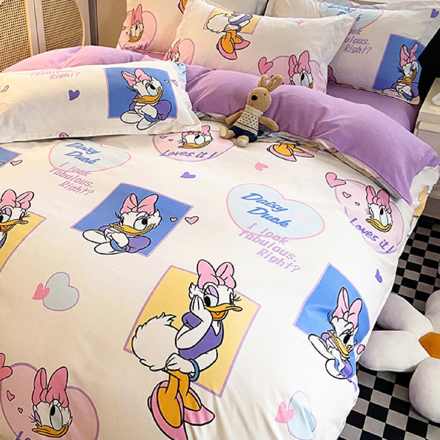 Disney Cartoon Four Piece- Fitted Sheet -Duvet Cover -Pillowcase Set