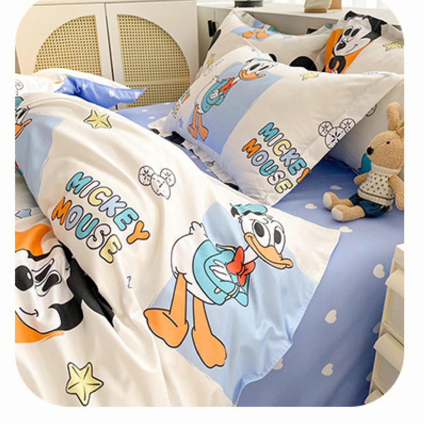 Disney Cartoon Four Piece- Fitted Sheet -Duvet Cover -Pillowcase Set
