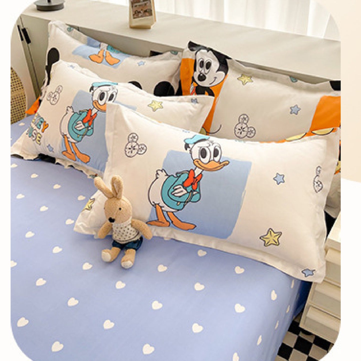 Disney Cartoon Four Piece- Fitted Sheet -Duvet Cover -Pillowcase Set