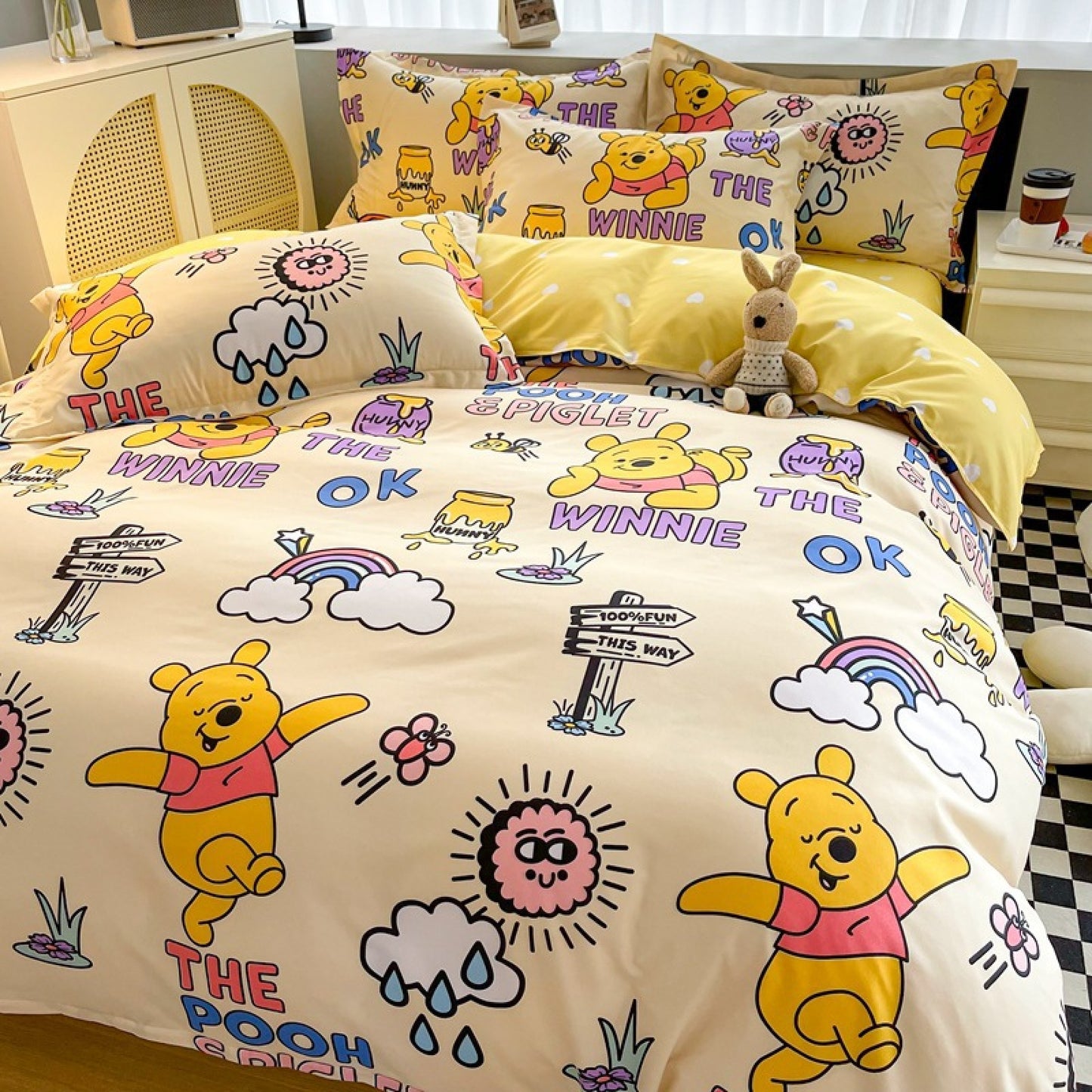Disney Cartoon Four Piece- Fitted Sheet -Duvet Cover -Pillowcase Set