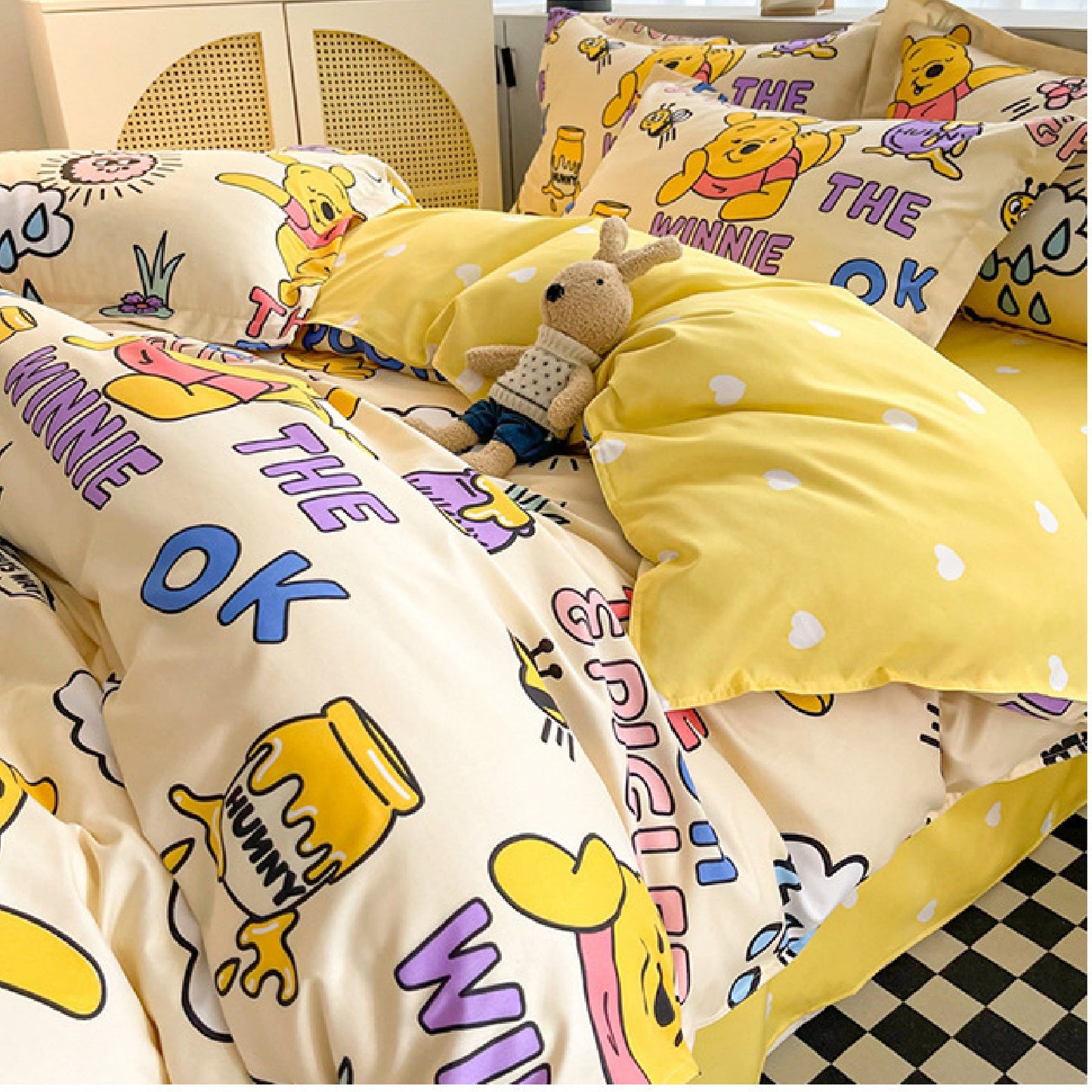 Disney Cartoon Four Piece- Fitted Sheet -Duvet Cover -Pillowcase Set