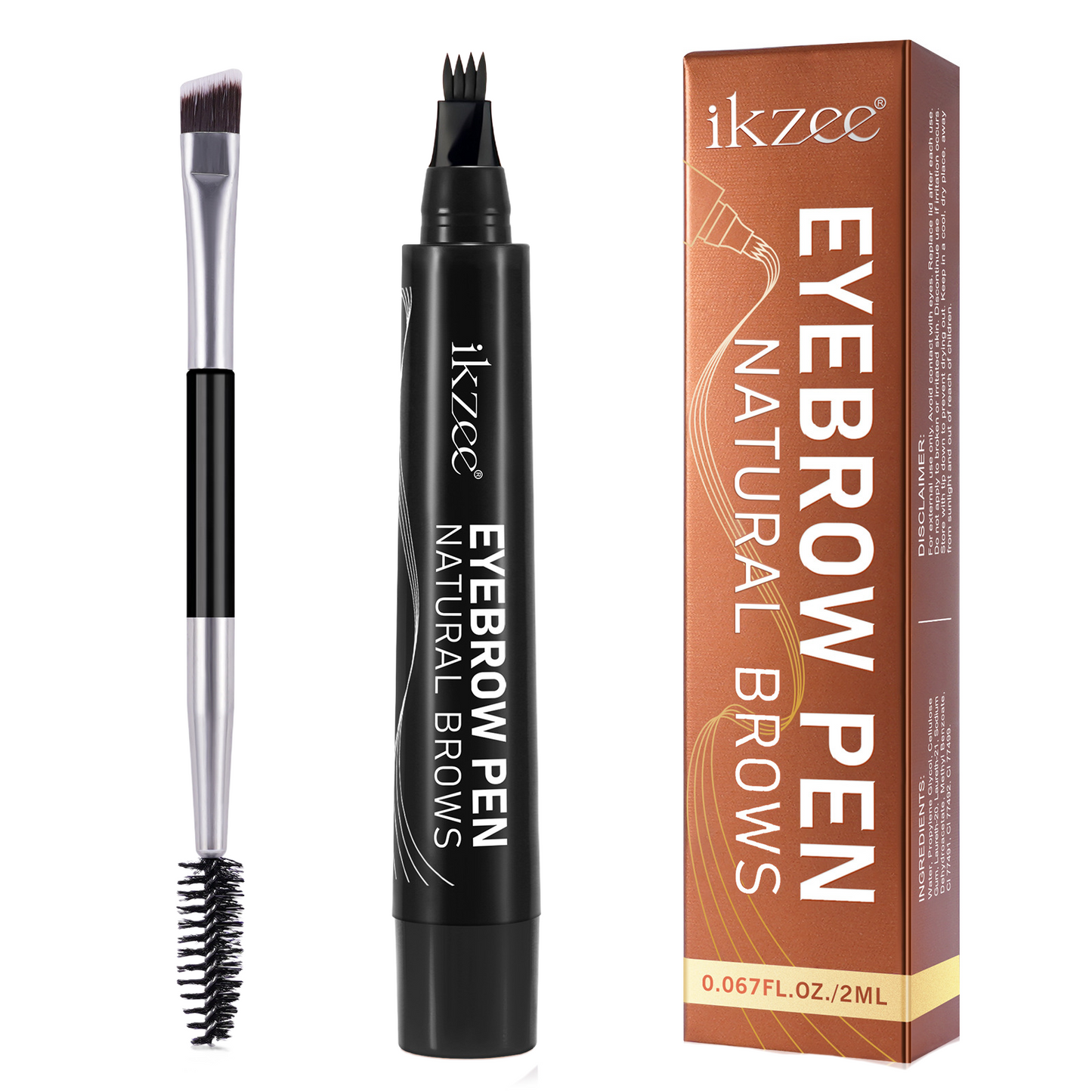 IKZEE - 4-Fork Eyebrow Pen Long-Lasting Waterproof and Sweat-Proof Natural Brows
