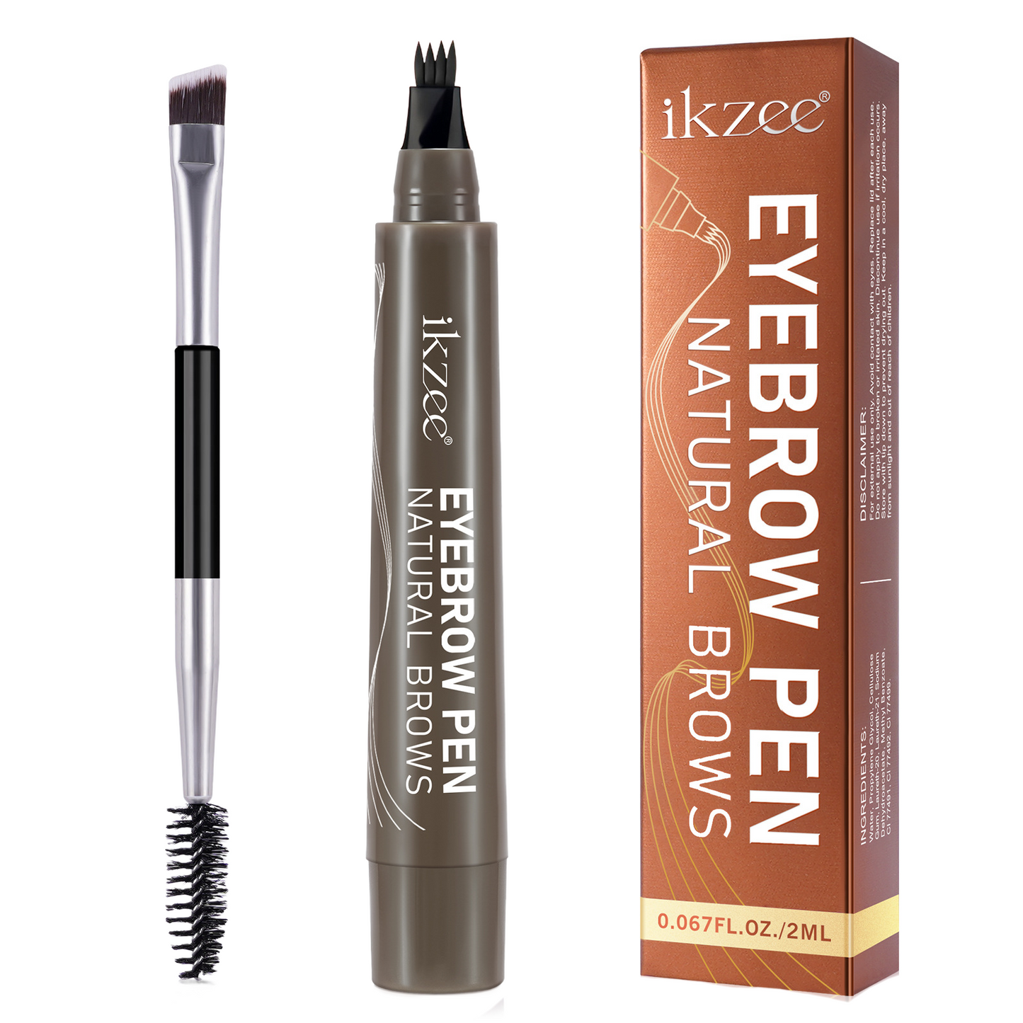 IKZEE - 4-Fork Eyebrow Pen Long-Lasting Waterproof and Sweat-Proof Natural Brows