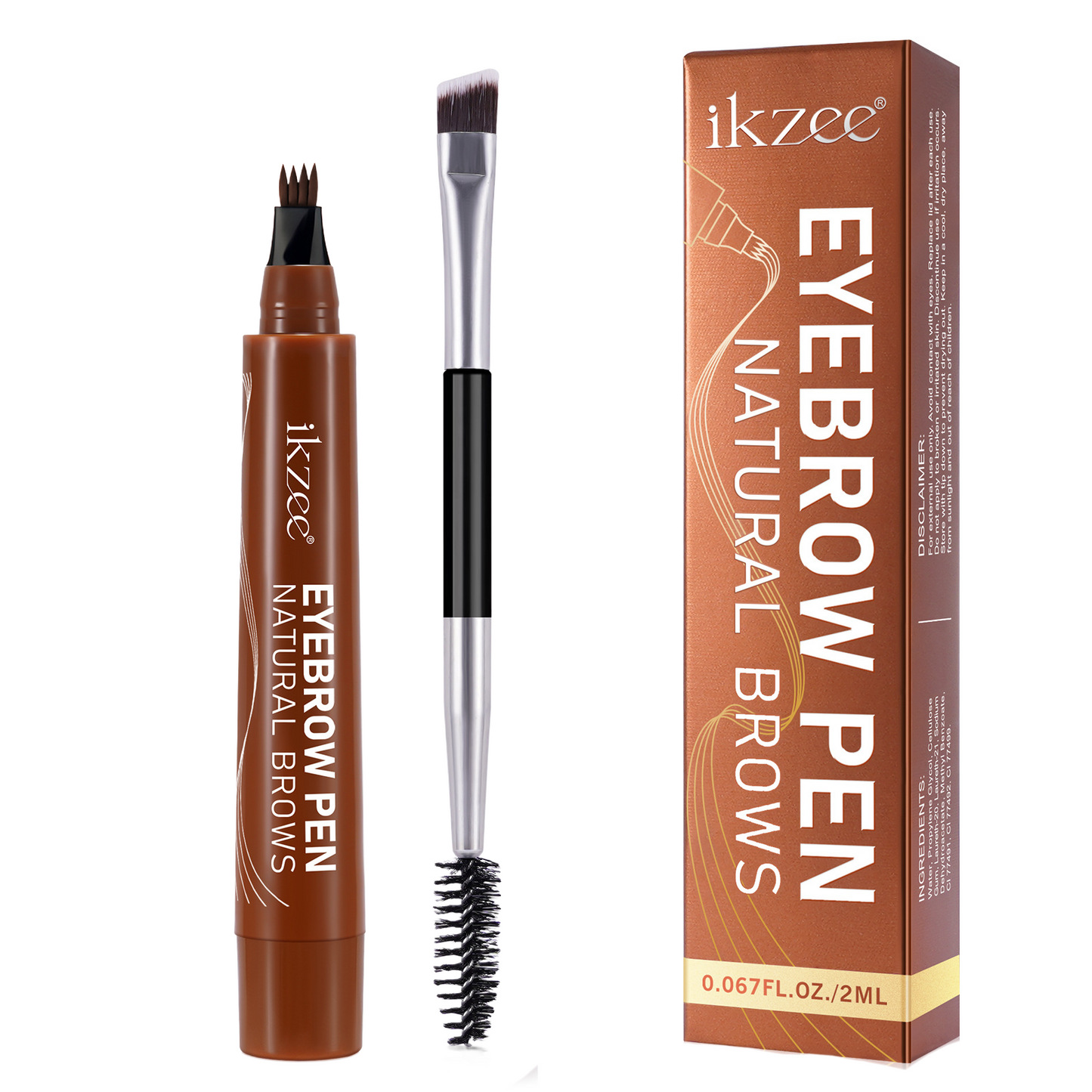 IKZEE - 4-Fork Eyebrow Pen Long-Lasting Waterproof and Sweat-Proof Natural Brows