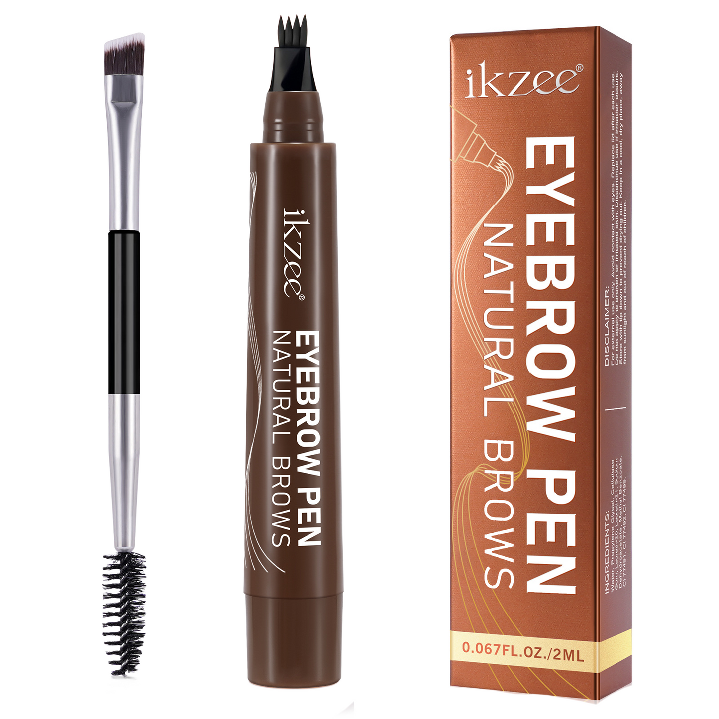 IKZEE - 4-Fork Eyebrow Pen Long-Lasting Waterproof and Sweat-Proof Natural Brows