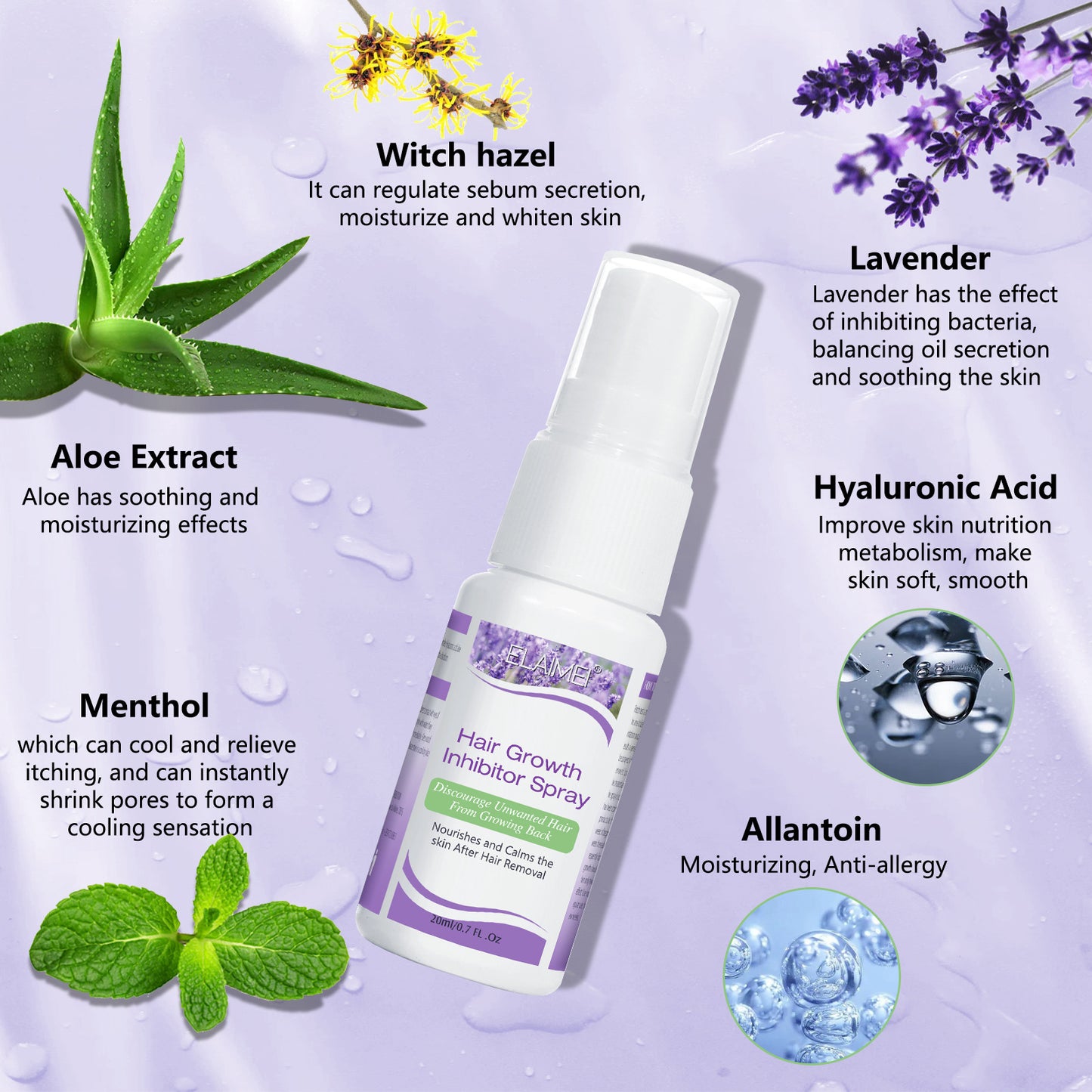 ELAIME - Hair Growth Inhibitor - Hair Stop Growth Spray - Hair Removal Spray