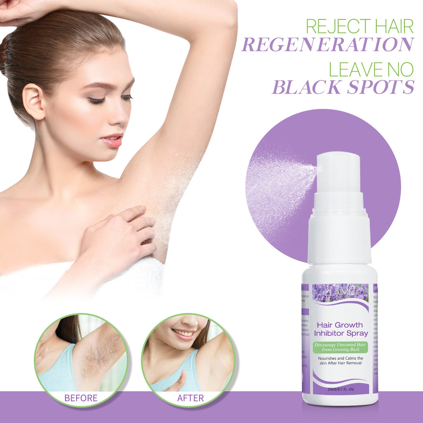 ELAIME - Hair Growth Inhibitor - Hair Stop Growth Spray - Hair Removal Spray