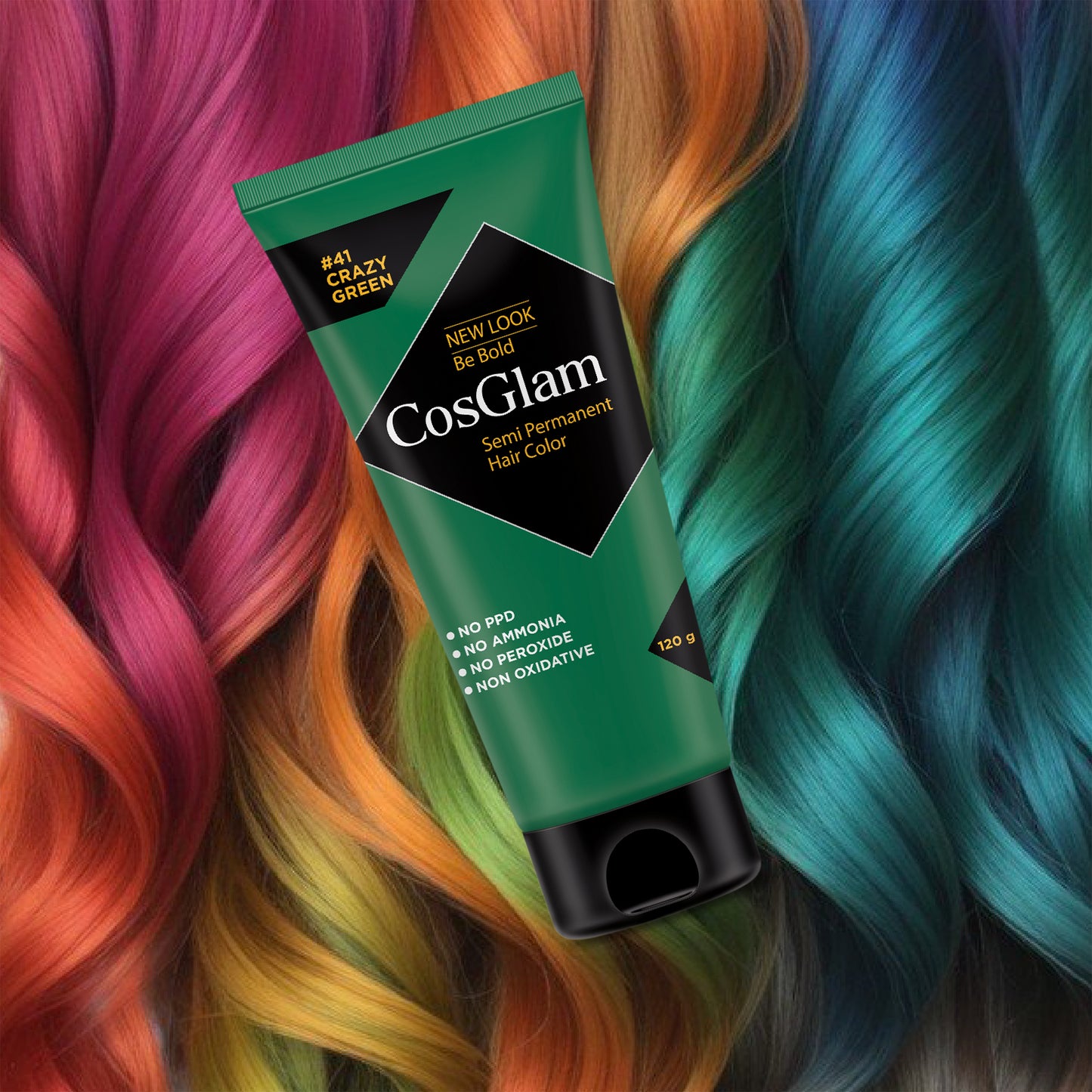 COSGLAM Be Bold Semi Permanent Hair Color Dye Enriched with Conditioner, Glossy Finish, No Ammonia, Vegan Highlights Colorful Hair Dye 100gm/3.52 Ounce, Tube