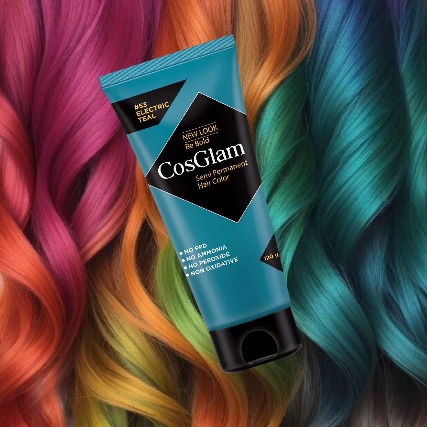 COSGLAM Be Bold Semi Permanent Hair Color Dye Enriched with Conditioner, Glossy Finish, No Ammonia, Vegan Highlights Colorful Hair Dye 100gm/3.52 Ounce, Tube