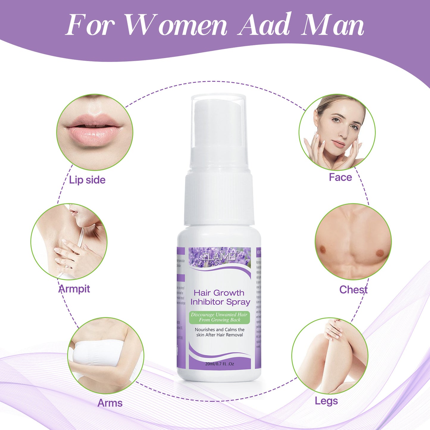 ELAIME - Hair Growth Inhibitor - Hair Stop Growth Spray - Hair Removal Spray