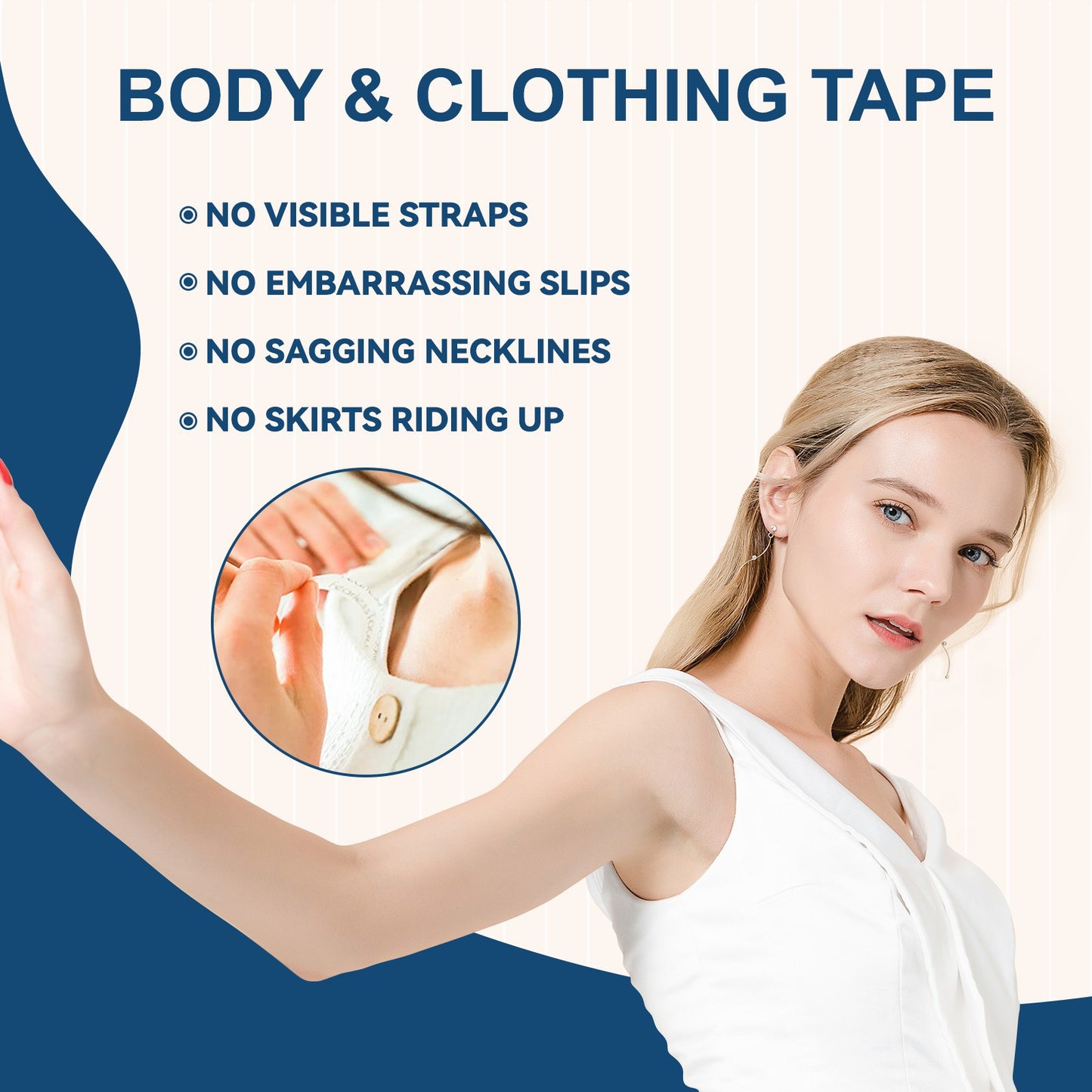 ELAIMEI - Double Sided Tape for Clothes on Body -Skin Tape & Clothing Tape-80 Strips