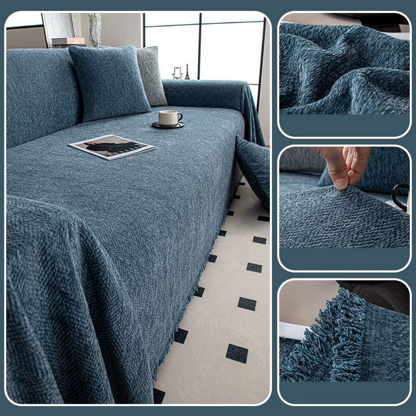 Textured Couch Sofa Cover Blanket- Magic Sofa Covers Washable- Chenille Couch Sofa Covers