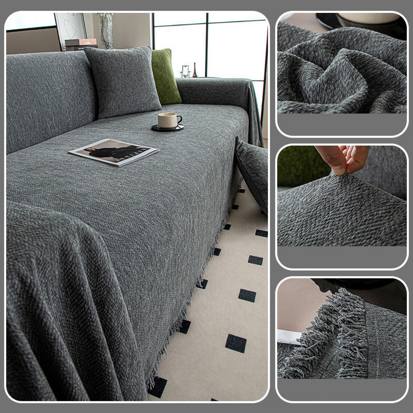 Textured Couch Sofa Cover Blanket- Magic Sofa Covers Washable- Chenille Couch Sofa Covers