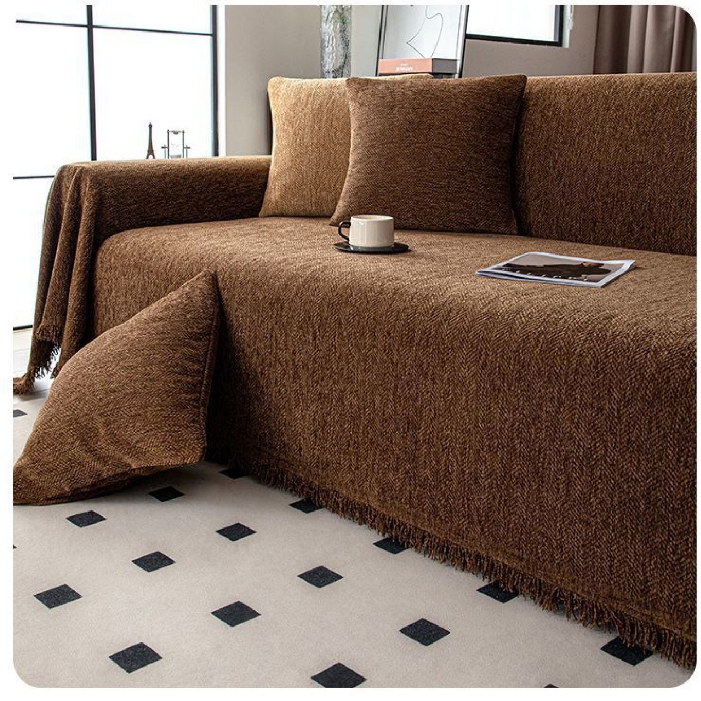 Textured Couch Sofa Cover Blanket- Magic Sofa Covers Washable- Chenille Couch Sofa Covers