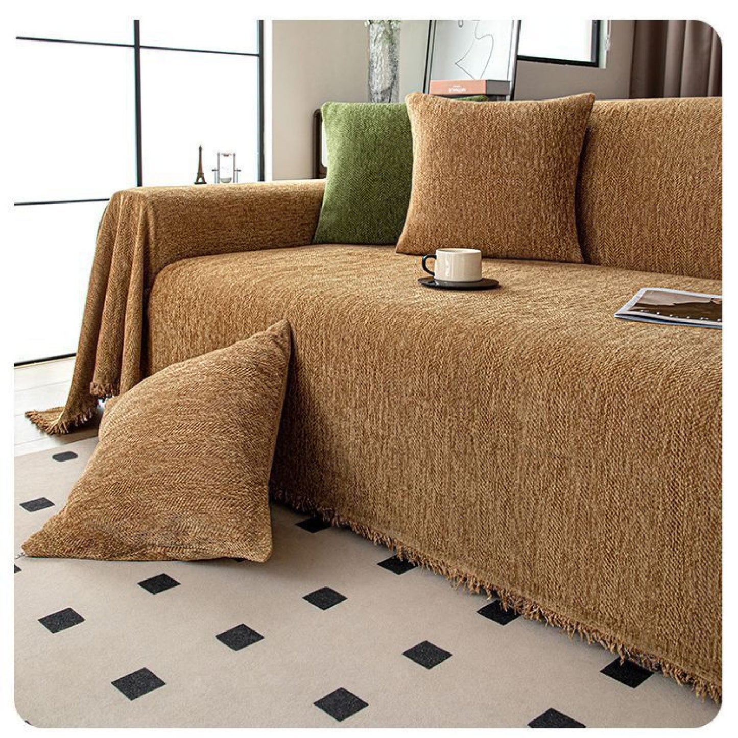 Textured Couch Sofa Cover Blanket- Magic Sofa Covers Washable- Chenille Couch Sofa Covers