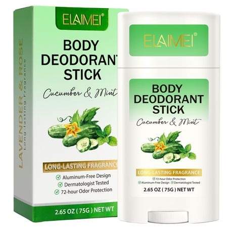ELAIMEI Body Deodorant Stick Long Lasting Fragrance 72-hour Odor Protection - Cucumber Mint - 1 Pack