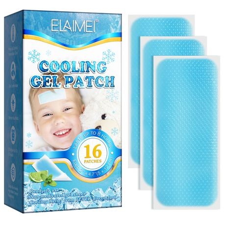 ELAIMEI 16 Pack Cooling Gel Patches - Fever Relief & Headache Care