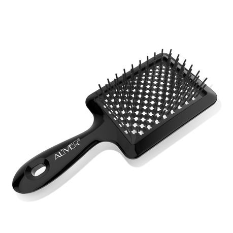 Aliver Detangling Hair Brush - Vented Design for Fast Blow Drying (Black)