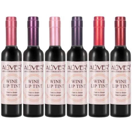 Aliver 6 Pack Wine Lip Tint Set - Waterproof Liquid Lip Gloss