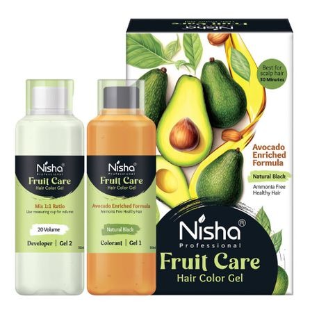Nisha Professional Herbagel Hair Color Gel with 20 Volume Gel Developer - Natural Black