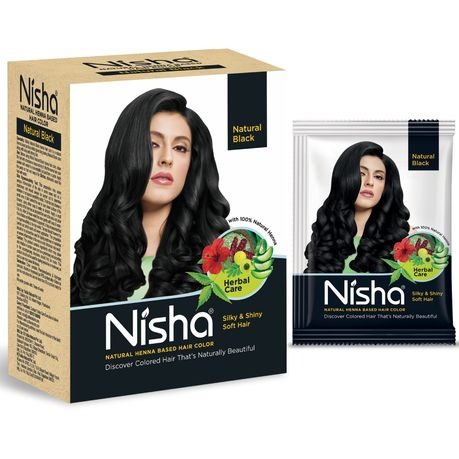 Nisha Natural Henna-Based Hair Color Imported from India - Natural Black 60g