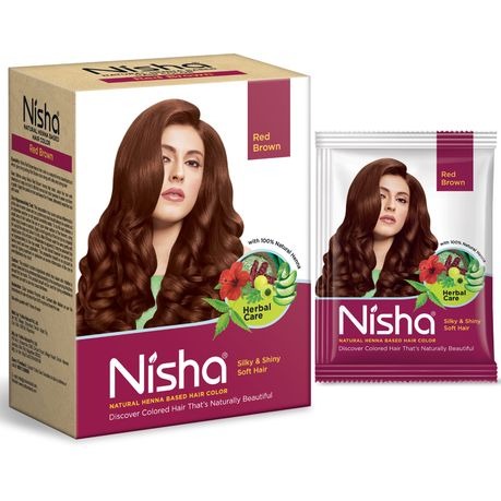 Nisha Natural Henna-Based Hair Color Imported from India - Red Brown 90g