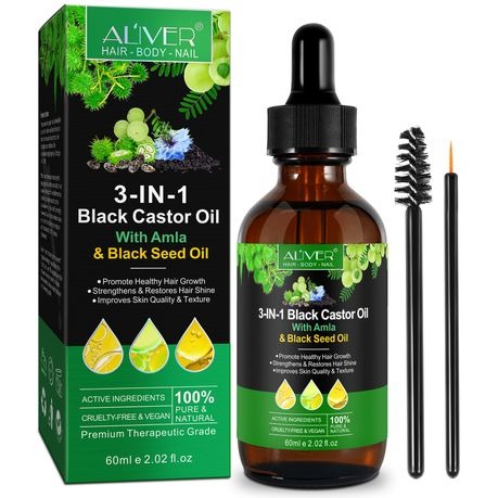 Aliver 3-in-1 Black Castor Oil with Amla & Black Seed for Hair and Skin