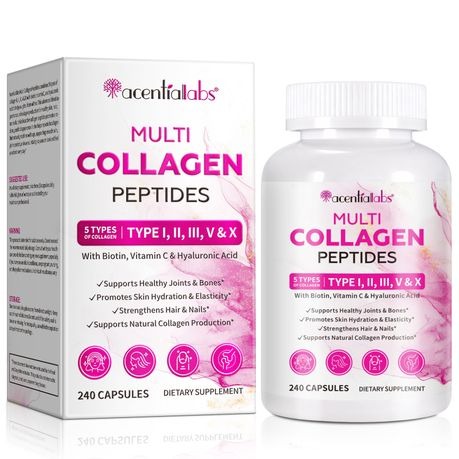 AcentialLabs Multi Collagen Peptides 5 Types (240 Caps) - 2 Pack
