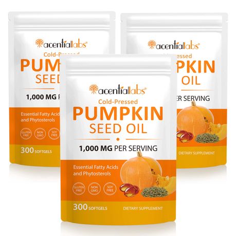 Acentiallabs Pumpkin Seed Oil Softgels 300P - 3 Pack