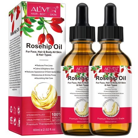2 Pack Aliver 100% Pure Natural Rosehip Oil 60ml