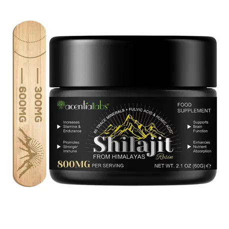 Acentiallabs Premium Himalayan Shilajit Resin with Measuring Stick - 60g - 2 Pack