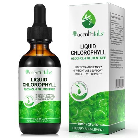 Acential Labs Natural Liquid Chlorophyll Drops Detox & Digestion 60ml - 2 Pack