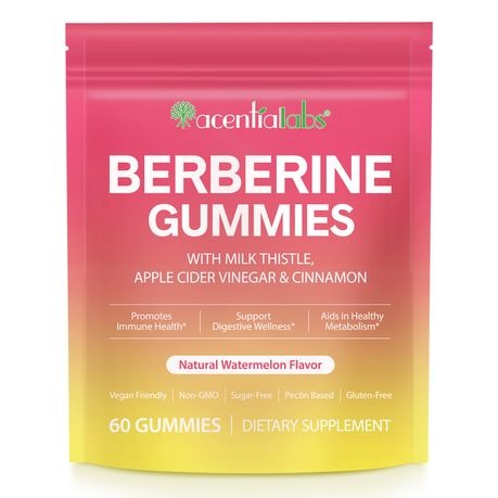 Acentiallabs Berberine Gummies for Blood Sugar and Weight Support 60G - 2 Pack