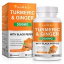 Acentiallabs Turmeric & Ginger 3000mg with Black Pepper, 60 Caps - 1 Pack