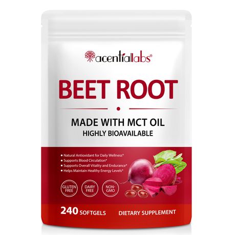 Acentiallabs Beet Root Extract with MCT Oil 240 Softgels - Unisex 2 Pack
