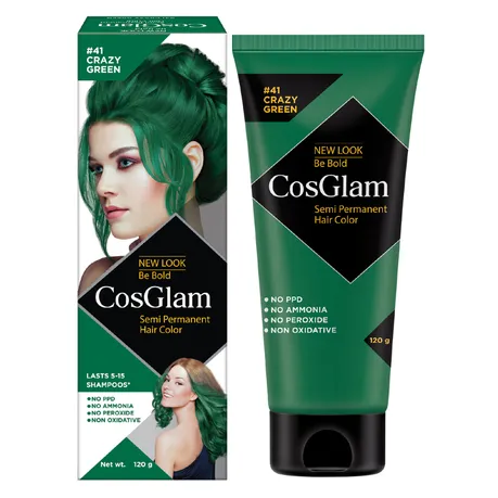 CosGlam Semi Permanent Hair Color for Women & Men - 120g (Crazy Green)